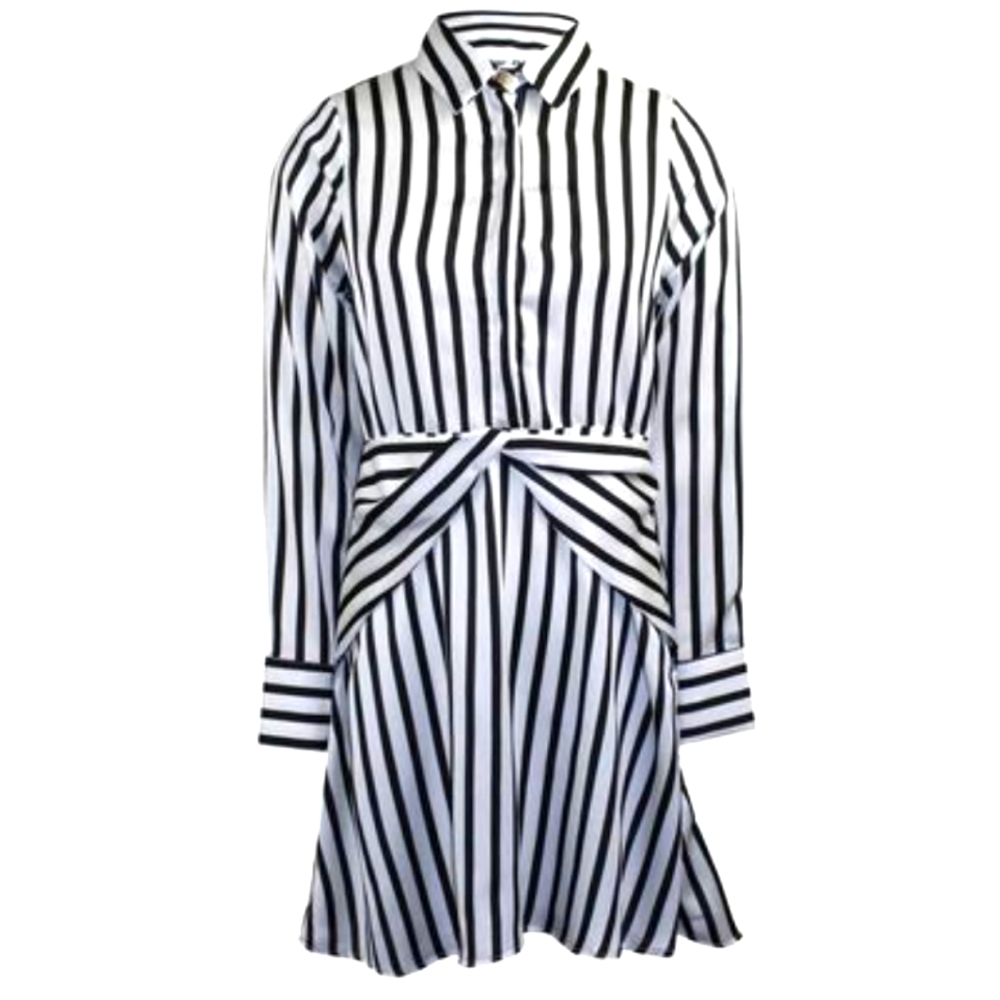 Line & Dot Margo Dress Black White Striped Dress Medium